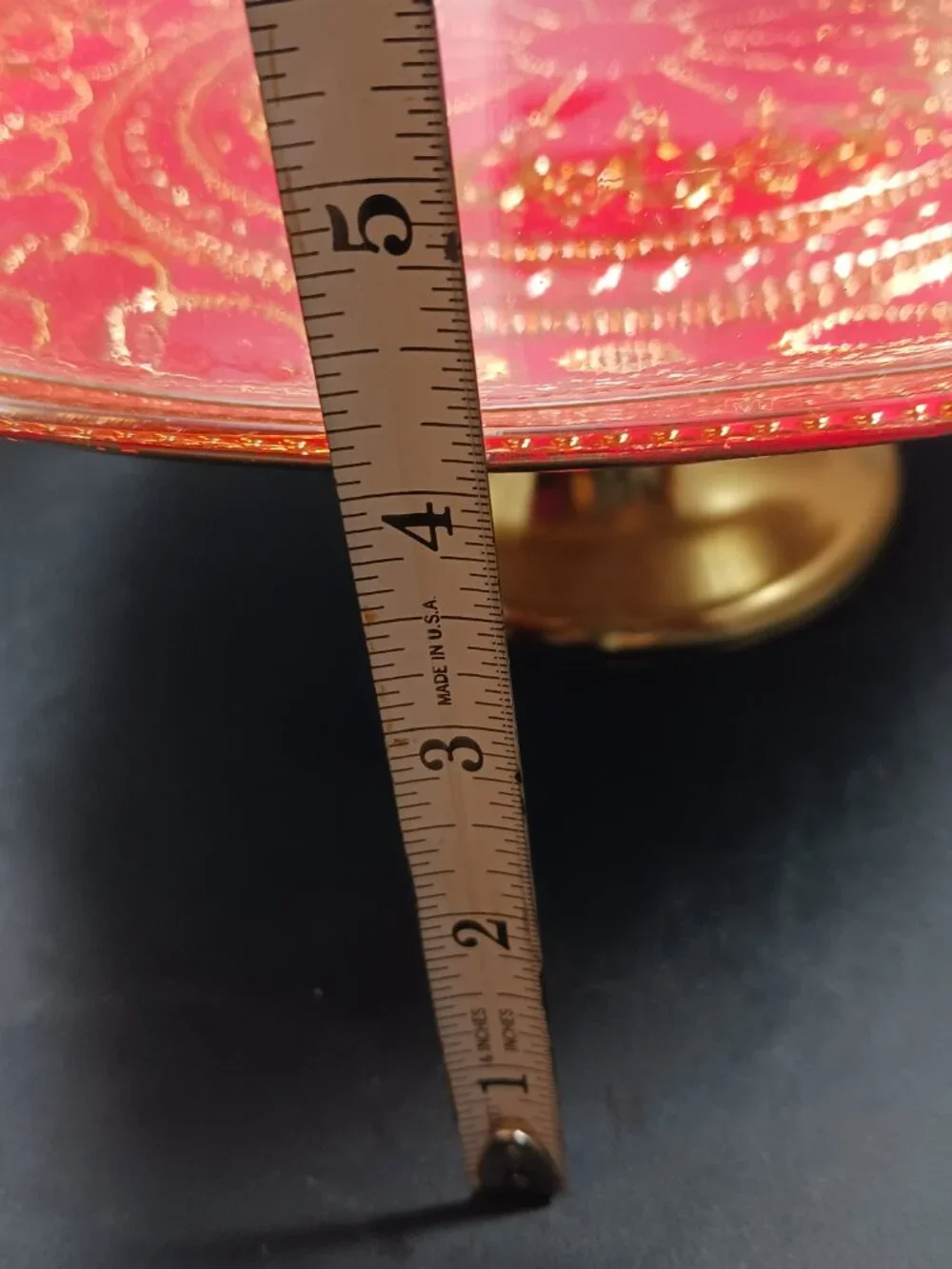 Vintage Gold Art Glass Turkish Cake Stand and Dome Glass